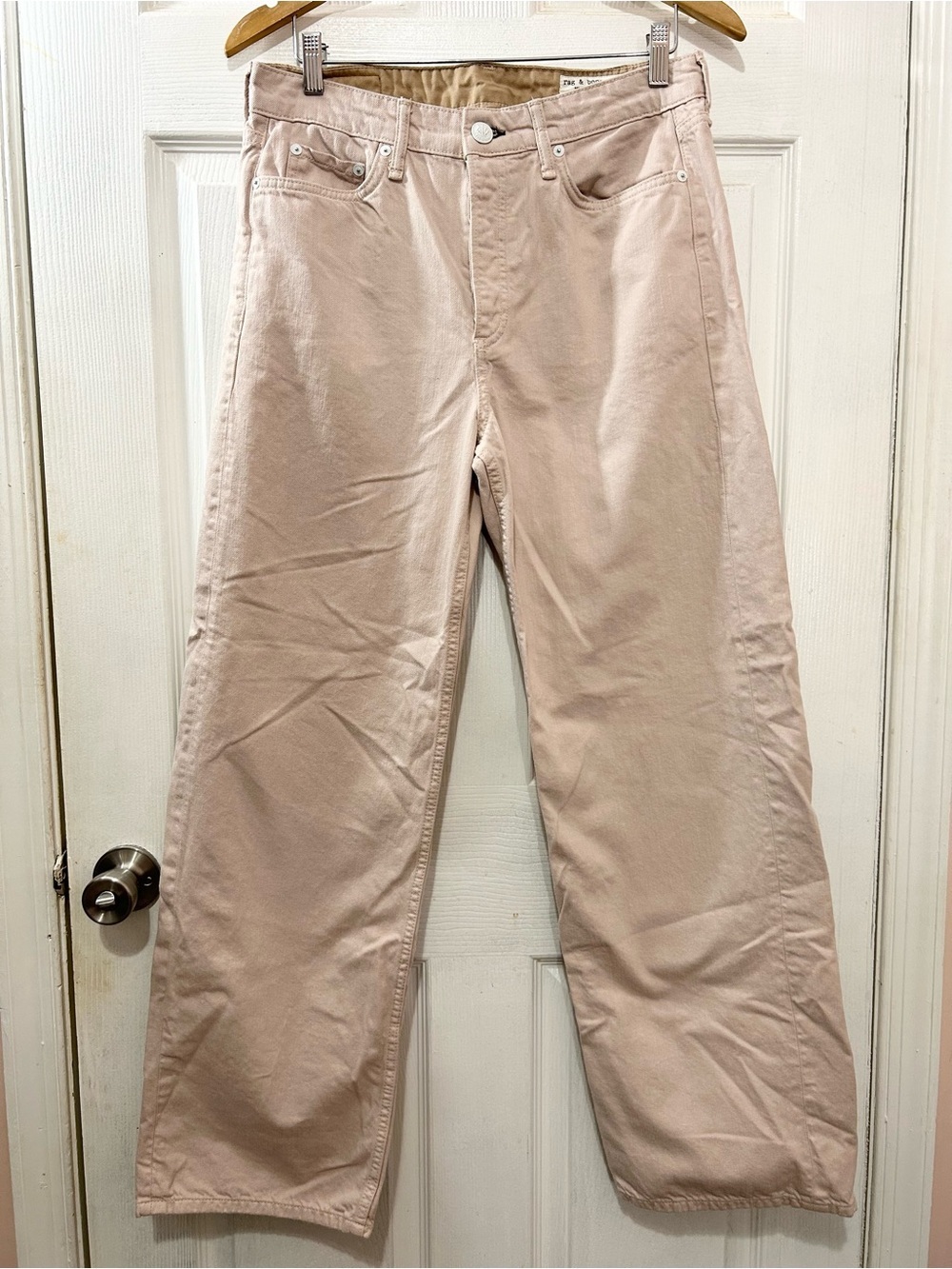 Rag & Bone Logan Mid-Rise Wide Leg Jeans Sand Blush Neutral Size 28